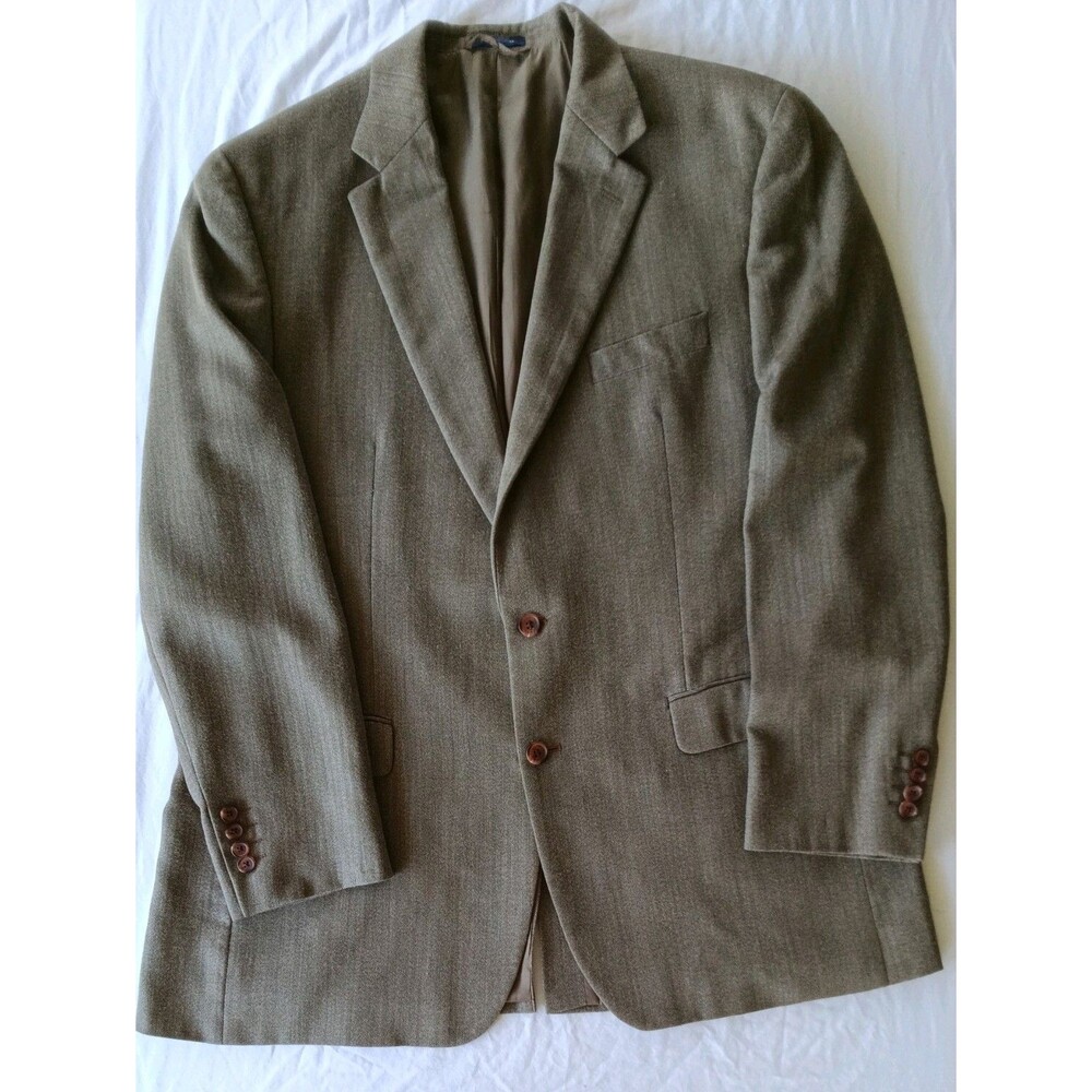 RALPH LAUREN Silk/Wool Sport Coat 48R brown gray black gold houndstooth check